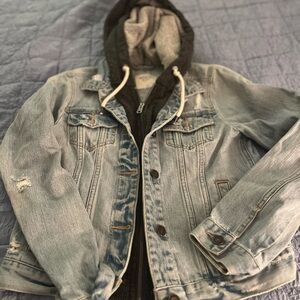 Abercrombie & Fitch Hooded Jean Jacket, Size Small